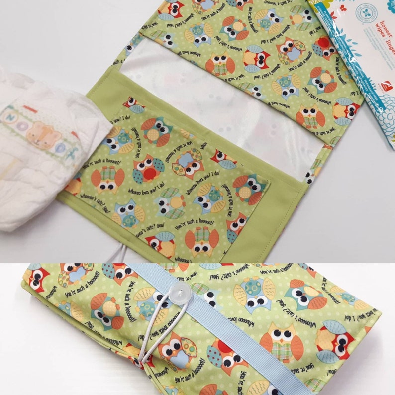 Waterproof Grab n go diaper clutch great for new and experienced moms. Perfect Baby Shower Gift Owls