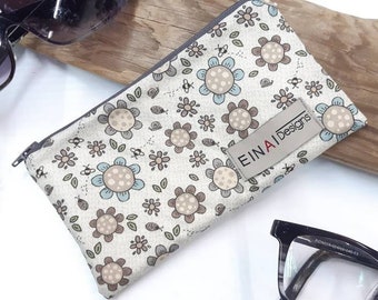 Handmade Eyeglass Case: Zippered Sunglass Pouch with Microfibre Lining