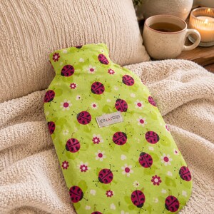 Flannel Hot Water Bottle Cover: Hook and Loop Closure-Standard 2 Liter Hot Water Bottle-Handmade