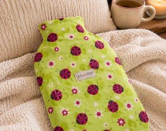 Flannel Hot Water Bottle Cover: Hook and Loop Closure-Standard 2 Liter Hot Water Bottle-Handmade