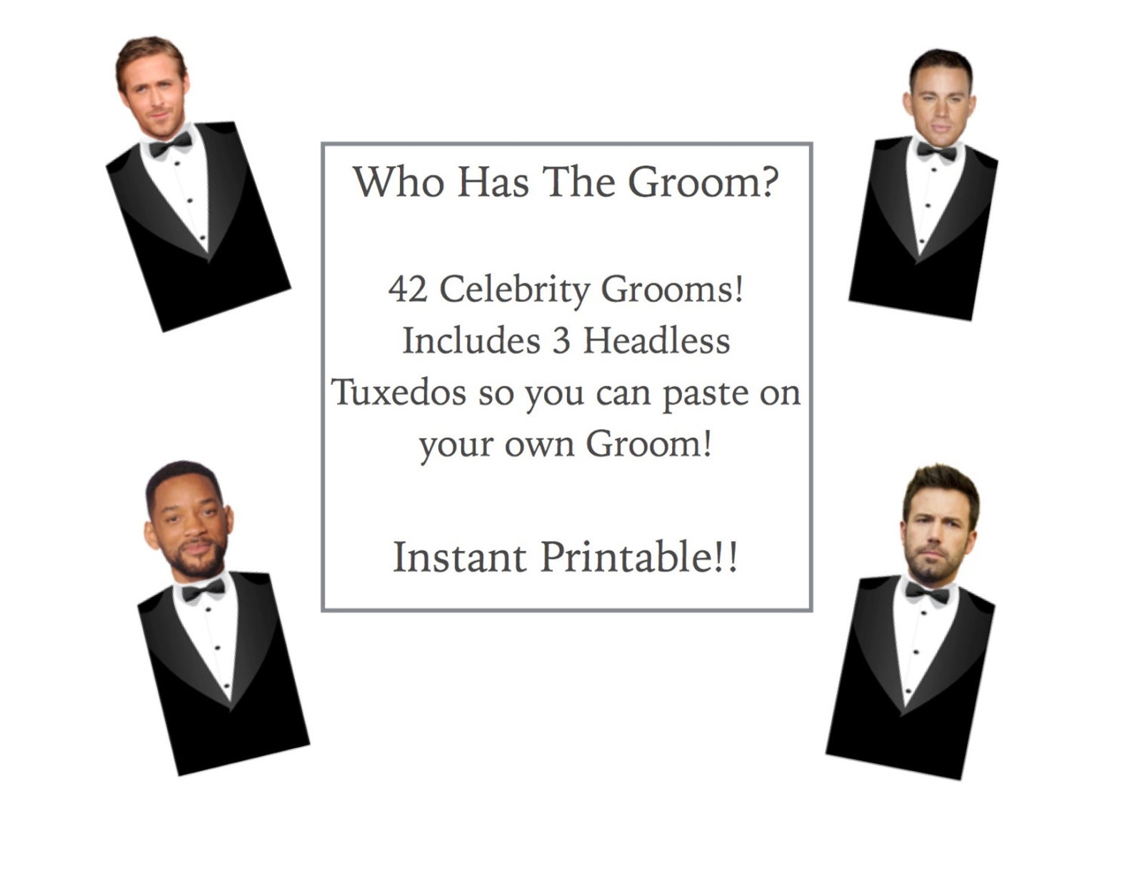 Who Has the Groom Game - Instant Printable - Download - PDF - Fun ...
