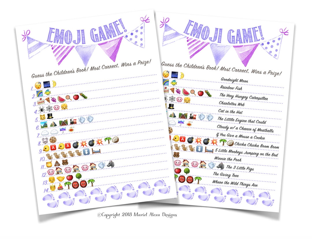 Baby Shower Emoji Game Nursery Children's Book Emoji Pictionary Game
