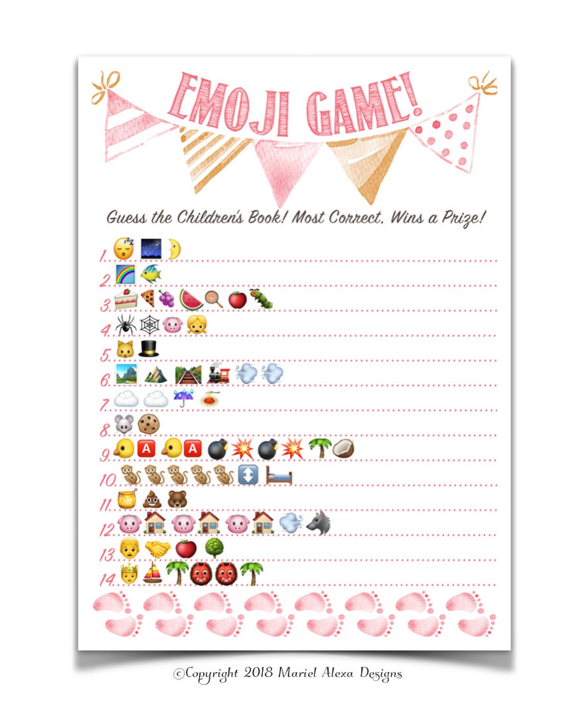 Baby Shower Emoji Game - Nursery Children's Book Emoji Pictionary Game ...