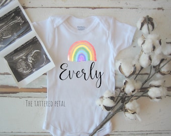 Rainbow baby Onesie®, Personalized name Onesie®, custom name Onesie®, pregnancy announcement Onesie®, custom baby announcement, coming home