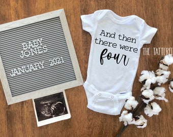 And then there were four, pregnancy announcement Onesie®, baby announcement, baby Onesie®, coming home, baby boy, baby girl, newborn gift