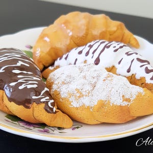 Fake Mini Croissant Display Dessert Bakery Display Faux Croissant Fake Dessert