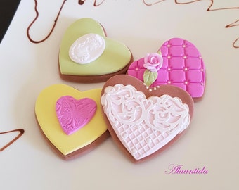 Handmade Fake Cookie Set of 4 Faux Cookies Valentine Gift Wedding Decor Photography Props