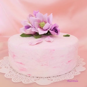 Wedding Cake With Magnolia Wedding Naked Cake Display Faux Cake Display Wedding Centrepieces Artificial Fake Cake Wedding Food Props