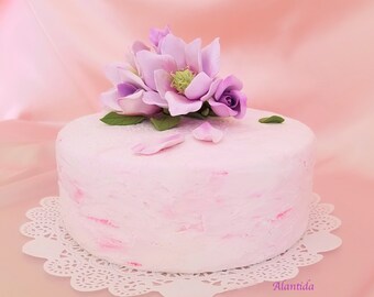 Wedding Cake With Magnolia Wedding Naked Cake Display Faux Cake Display Wedding Centrepieces Artificial Fake Cake Wedding Food Props