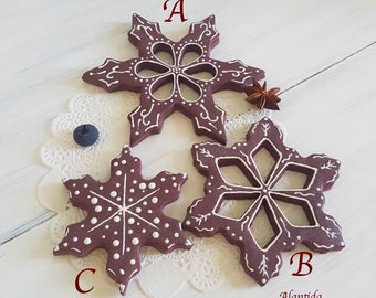 Fake Christmas Cookie Christmas Tree Christmas Ornament Christmas Ginger Snowflake Cookie Faux Cookie Fake Cookie Christmas Holiday Cookies