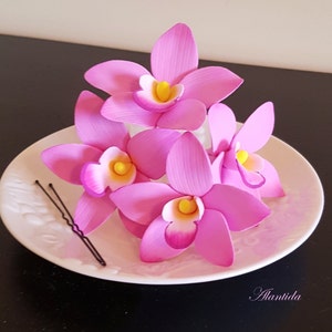 Wedding Hair Pin with Pink Orchid Wedding Accessories Orchid Bridal Hair Pin Tropical Wedding Flower
