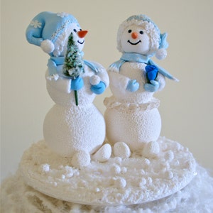 Snowman Cake Topper. Bride and Groom Wedding Cake Toper,Snowman Wedding Cake Topper image 3