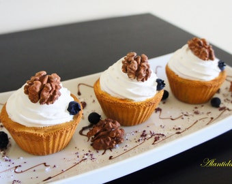 Cupcake with Walnut,Fake Cupcake,Faux Cupcake for Kitchen Decor,Shower Favour,Display Dessert