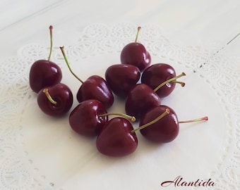 Faux Cherry Fake Cherry Kitchen Decor Display Bakery Display Cherries Home Decoration Sweet Display Faux Cherry Handmade Cherry Set of 10