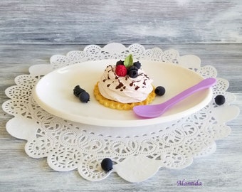 Fake Cupcake Faux Cupcake Fake Waffle with Meringue Cream with Berries Home Decor Bakery Decor Photo Props Photo Shoots Sweet Display