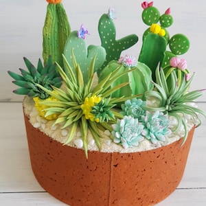 Topper per torta con cactus, succulente decorazione per torta, decorazione per torta di fiori, decorazione per torta tropicale, decorazione per torta nuziale, decorazione per torta di compleanno