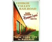 LEHIGH VALLEY Railroad Pennsylvania Train Travel Poster Original Black Diamond Honeymoon Express Retro Art Print 090