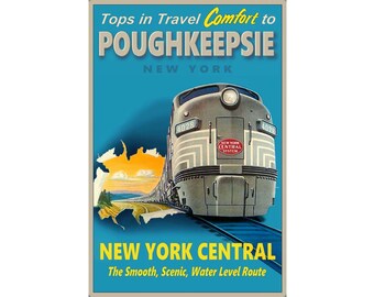 Poughkeepsie New York Central Railroad Train Poster Travel Comfort Art Print 361
