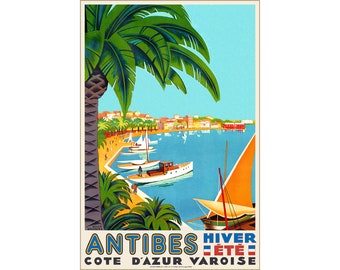FRENCH VINTAGE TRAVEL POSTER TO THE COTE D/'AZUR BY TAL
