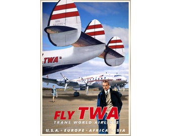 NEW ORLEANS Louisiana TWA Airlines 707 Boeing 777 Poster Pin Up Art Print 251