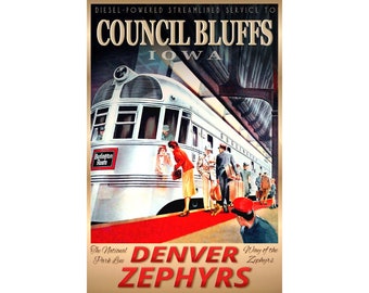 TEXAS ZEPHYR Burlington Route New Retro Railroad Train Poster Art Print 156