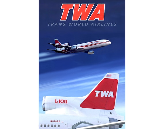 TWA Trans World Airlines Travel Poster Lockheed L-1011 Tri Star