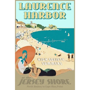Laurence Harbor New Jersey Shore Retro Art Deco Reise Poster Atlantik Strand High Society Druck 341