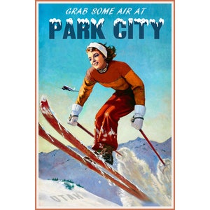 Park City Utah Marilyn Monroe Cartel de viaje Wasatch Snow Ski Flying Art Print 350