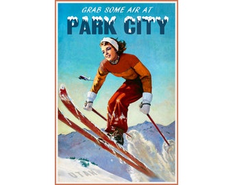 Park City Utah Marilyn Monroe Poster di viaggio Wasatch neve sci volante stampa 350