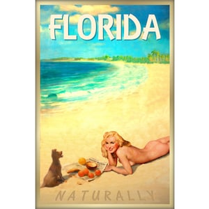 FLORIDA natürlich MARILYN MONROE Strand Pin Up Reise Poster - 3 Größen bis zu 24 "x 36" - neue Original Retro tropischen Paradies Kunstdruck 263