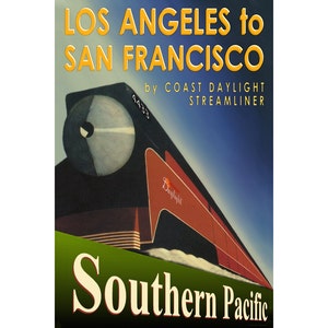 Southern Pacific Railroad COAST DAYLIGHT Train Poster Streamliner Engine Art Deco Print 039