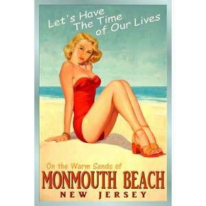 MONMOUTH BEACH New Jersey Ozean Strand Pin Up Poster - 3 Größen - Zeit unseres Lebens neue Retro Atlantic Shore Kunstdruck 167
