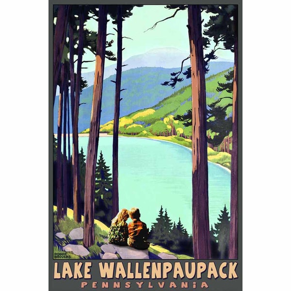 Lake Wallenpaupack Pennsylvania Poconos Travel Poster Art Roger Broders Repro Print 372