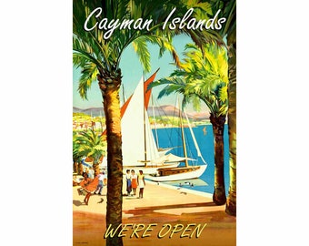 Cayman Islands George Town Greater Antilles Caribbean Travel Poster Champseix Repro Art Print 387