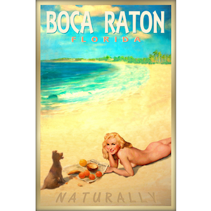 BOCA RATON Florida Naturalmente Marilyn Monroe Pin Up Cartel de Viaje Nuevo Original Retro Tropical Art Print 263