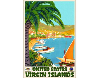 United States Virgin Islands Caribbean West Indies Travel Poster Roger Broders Repro Art Print 313