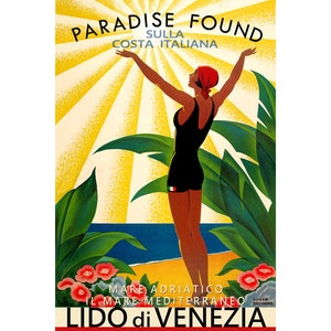 Lido di Venezia Venice Italy Adriatic Mediterranean Beach Travel Poster Roger Broders Repro Art Print 314
