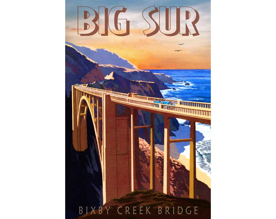 Big Sur Bixby Bridge Pacific Coast California Travel Poster Repro Art ...
