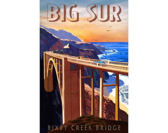 Big Sur Bixby Bridge Pacific Coast California Travel Poster Repro