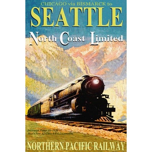 Northern Pacific Railway NORTH COAST Limited New Retro Poster Alco A-2  Train Art Print 026