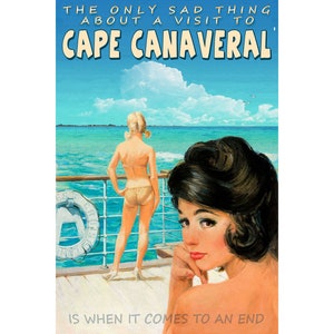 Cabo Cañaveral Florida crucero Pin Up Travel Cartel Caribe Maratlántico Océano Liner Vaca Pulp Art Print 331