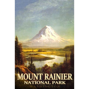 Mount Rainier National Park Travel Poster Evergreen State Pacific Northwest Art Print 307