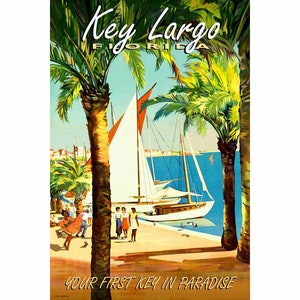 Key Largo Florida Océano Atlántico Gulf Stream Gold Coast Travel Poster Champseix Repro Monroe County Art Print 387