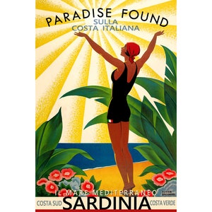 Sardinia Italian Mediterranean Costa Sud Travel Poster Roger Broders Repro Art Print 314