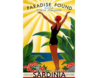 Sardinien italienischen Mittelmeer Costa Sud Reise Poster Roger Broders Repro Kunstdruck 314