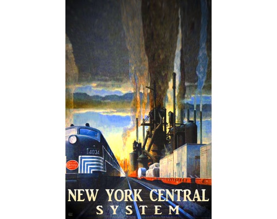 Art DecoTravel Poster//Railroad Poster//New York Central