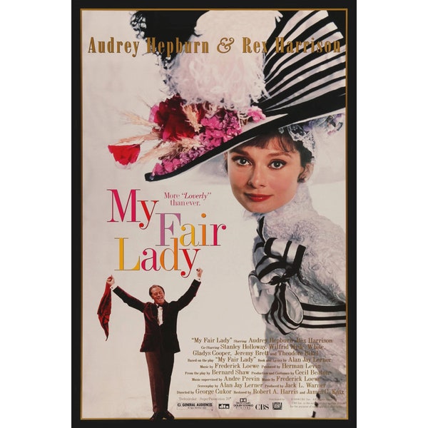 My Fair Lady Retro Audrey Hepburn Rex Harrison Movie Poster New Reproduction Art Print 379