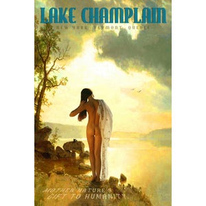 Lake Champlain New York Vermont Quebec Retro Pin Up Travel Poster Bierstadt Bathing Beauty Art Print 340