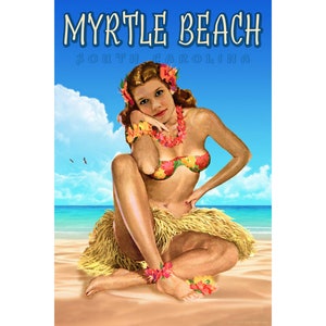 Myrte Beach South Carolina Reise Poster Meer Adler Angourie Gras Rock Ozean Pin Up Kunstdruck 346