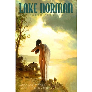 Lake Norman North Carolina Retro Pin Up Travel Poster Bierstadt Bathing Beauty Art Print 340